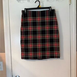 J. Crew Black and Red Knee-Length Pencil Skirt